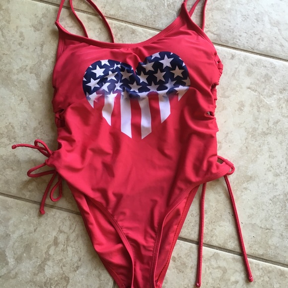 Red one piece swimsuit size small - Picture 1 of 5